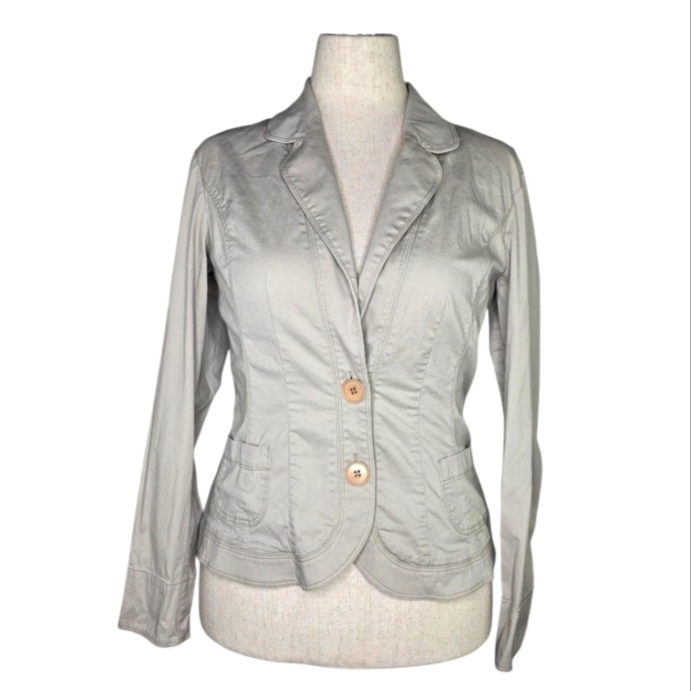 Coldwater Creek Taupe Cotton Stretch Blazer Jacket Size 8 Lightweight
